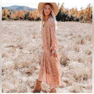 Vici Women’s DressTrue Story Tiered Boho Maxi Dress Size M